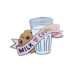 NEW Cute Milk and Cookies Enamel Pin Brooch